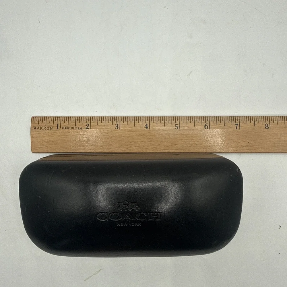 COACH EYEWEAR Large Black Faux Leather Hard Clamshell Wrap-Around Sunglass Case